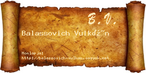 Balassovich Vulkán névjegykártya
